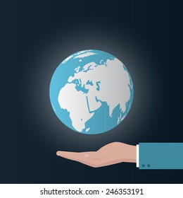 earth concept with hand. Vector illustration