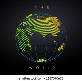  Earth concept. Vector drawn by color lines. Creative line-art vector. Template brochures, flyers, presentations, logo, print, leaflet, banners, icon