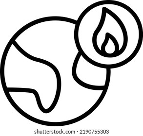 Earth Condition Icon With Outline Style, Global Warming Sign And Symbol Isolated On White Background