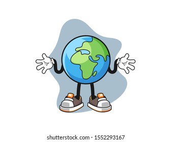 Earth confused cartoon. Mascot Character vector.