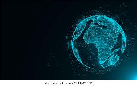 Earth connection, Worldwide communication network . Vector illustration