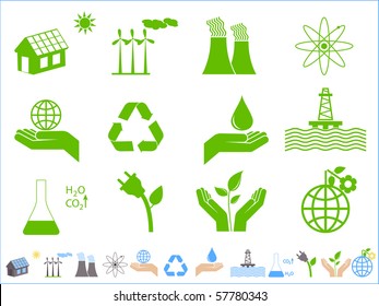 Earth conservation and ecology icon set