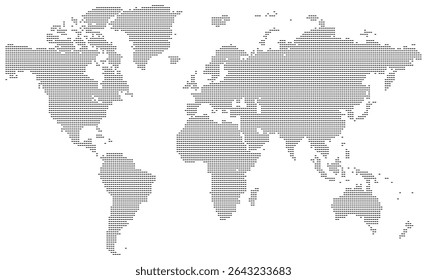 Earth continents in horizontal rectangular shape dotted world map style