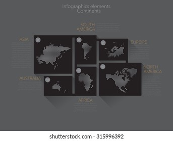 Earth continents, infographics elements. Vector