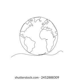 Erd-Strichzeichnung. Umwelt-Erd-Illustration. Flaches Design. EP 10. Monoline.