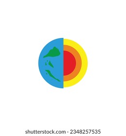 Earth core, half, geometric symbol simple logo vector