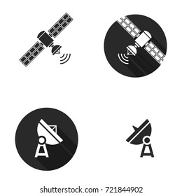 Earth and Cosmic satellite vector set icon