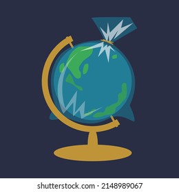 Earth Covered with Plastic Vector Illustration . Save Earth Concept . Plastic Free 