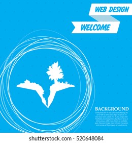 Earth crack, split in earth icon on a blue background with abstract circles around and place for your text. Vector illustration