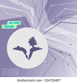 Earth crack, split in earth icon on purple abstract modern background. The lines in all directions. With room for your advertising. Vector illustration