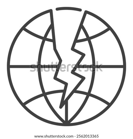 Earth Crack vector Multipolarity and Crisis thin line icon or symbol