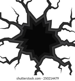 Earth Crack vector, rip through white background