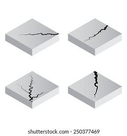 Earth Crack vector, rip through white background