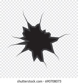 Earth Crack vector, rip through on white transparent background.