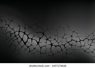 Earth cracked or Dry dirt on dark background. Concrete skin. Texture Design in Grunge style with Leather pattern. Illustration Vector.
