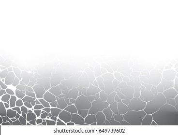 Earth cracks or networks of roots on gray background. Texture design in grunge and polygon style.