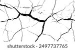 Earth cracks texture on isolated vector background. Black lightning bolts. Earth crack.