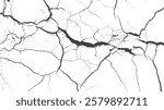 Earth cracks texture on isolated vector background. Black lightning bolts. Earth crack.
