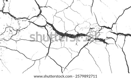 Earth cracks texture on isolated vector background. Black lightning bolts. Earth crack.
