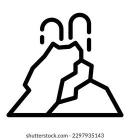 Earth crater icon outline vector. Fire lava. Mountain volcano
