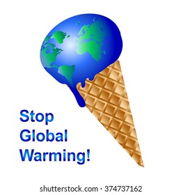 Earth Cream Cone Save The Planet Poster Concept: stop global warming
