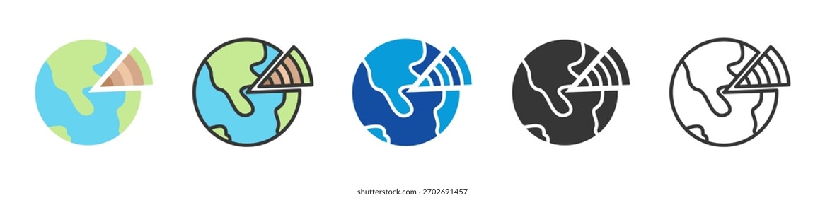 Conjunto de iconos de corteza terrestre Estilo múltiple Varias colecciones