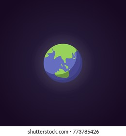 Earth cute blue planet icon. Vector cartoon ilustration space