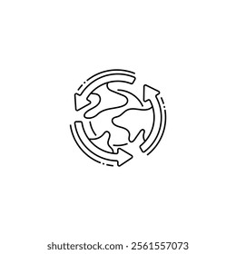 Earth Cycle Line Icon. linear style sign for mobile concept and web design. Outline vector icon.