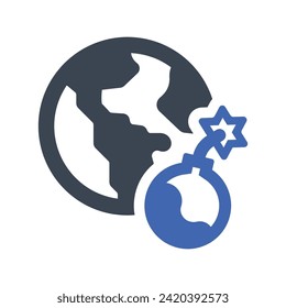 Earth in danger warning Icon, Vector Graphics
