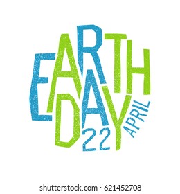 Earth day, 22 April. Holiday logotype design.