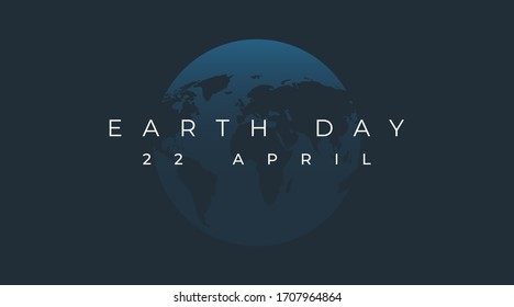 earth day 22 april modern banner with dark blue background and world globe. 