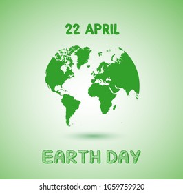 Earth Day 22 April on green background