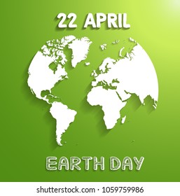 Earth Day 22 April on green background