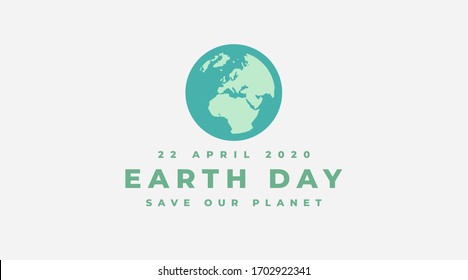 Earth day 22 april save the planet banner, concept logo with blue and green colors n a light background. 