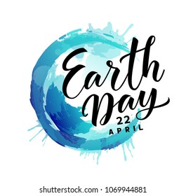 Earth Day. 22 april. Vector abstract blue Earth planet with text