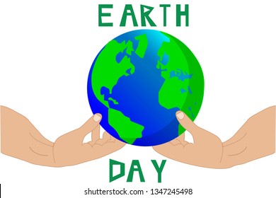 Earth day 22 April,hands holding globe earth,save the planet concept. vector illustration for poster,wallpaper,banner,sticker and other uses