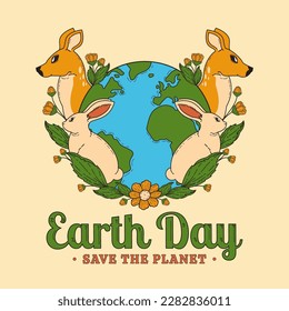 Earth Day with animal Illustration