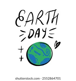 Earth Day April 22 clipart illustration lettering. International Mother Planet Holiday celebration poster or postcard. Environmental problems and environmental protection. Vector caring for nature