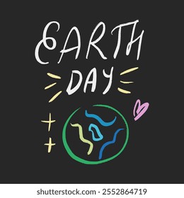 Earth Day April 22 clipart illustration lettering. International Mother Planet Holiday celebration poster or postcard. Environmental problems and environmental protection. Vector caring for nature