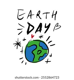 Earth Day April 22 clipart illustration lettering. International Mother Planet Holiday celebration poster or postcard. Environmental problems and environmental protection. Vector caring for nature