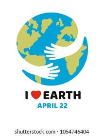 Earth day April 22 illustration. Vector on white