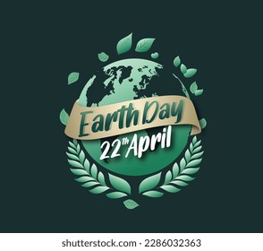 Earth Day April 22, Illustration of a Happy Earth Day banner, with  environment safety celebration