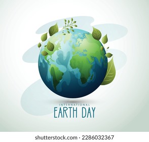 Earth Day April 22, Illustration of a Happy Earth Day banner, with  environment safety celebration