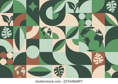 Earth Day. April 22. Seamless geometric pattern. Template for background, banner, card, poster. Vector EPS10 illustration