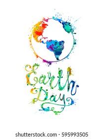 EARTH DAY. April 22. Splash paint. Hand written