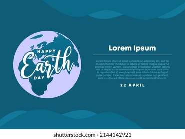 Earth day background banner poster with globe on blue color.