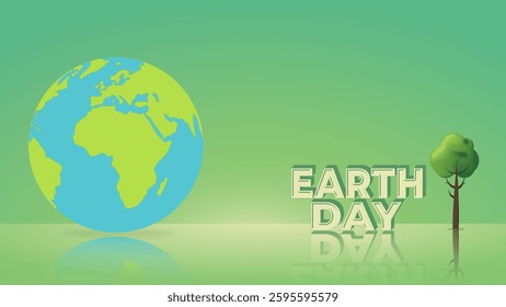Earth day background concept minimalis with nature, green, environment,  sustainability. A stylized globe with a tree, Ideal for Earth Day campaigns, eco-friendly designs, and environmental awareness.