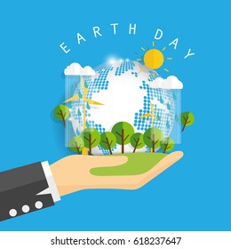 Diseño de fondo del Día de la Tierra. 22 de abril. Ecológico. Concepto de ecología. Ilustración vectorial.