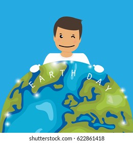 Earth Day background design. 22 April. Eco friendly. Ecology concept. Vector illustration.
