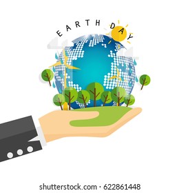 Diseño de fondo del Día de la Tierra. 22 de abril. Ecológico. Concepto de ecología. Ilustración del vector